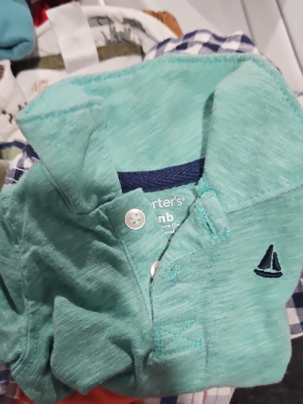 Carter's and Child Of Mine Sets Aqua,pink, And Gr Polo with Navy Sailboat Accent